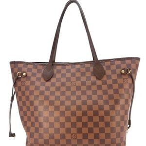 Bundle LV Wallet and Neverfull MM Damier Ebene Tote Bag
